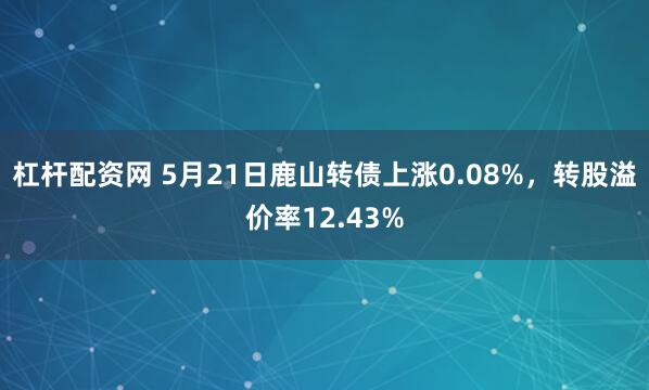 杠杆配资网 5月21日鹿山转债上涨0.08%，转股溢价率12.43%